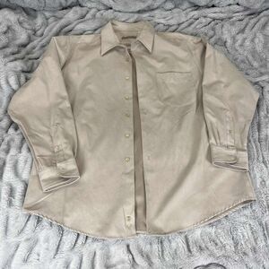Fieldmaster Shirt Men L Long Sleeve Button Front Beige Tan Casual Dress Top